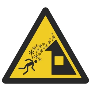 ostrzeżenie przed osuwającym się śniegiem z dachu