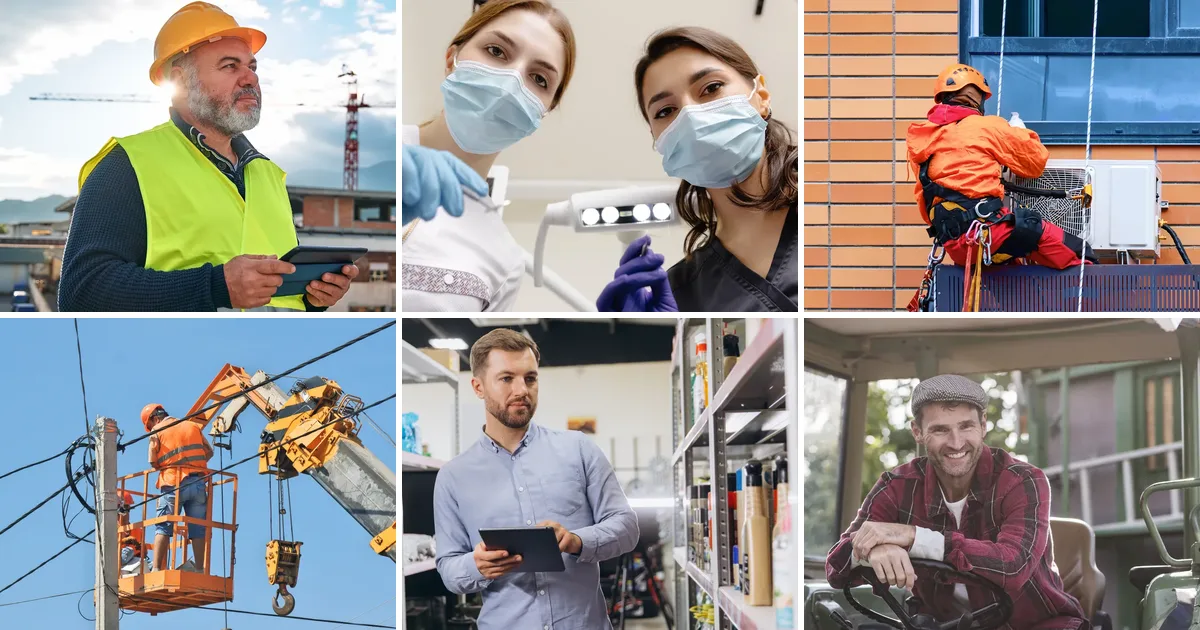 Ocena ryzyka zawodowego – przykładowe stanowiska pracy: kierownik budowy, asystentka stomatologiczna, alpinista przemysłowy, monter sieci elektroenergetycznych, kierownik sklepu, traktorzysta
